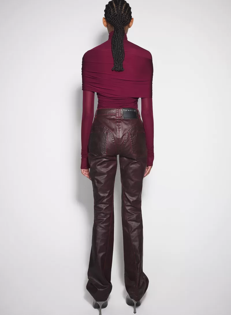 Store MUGLER burgundy ruched top