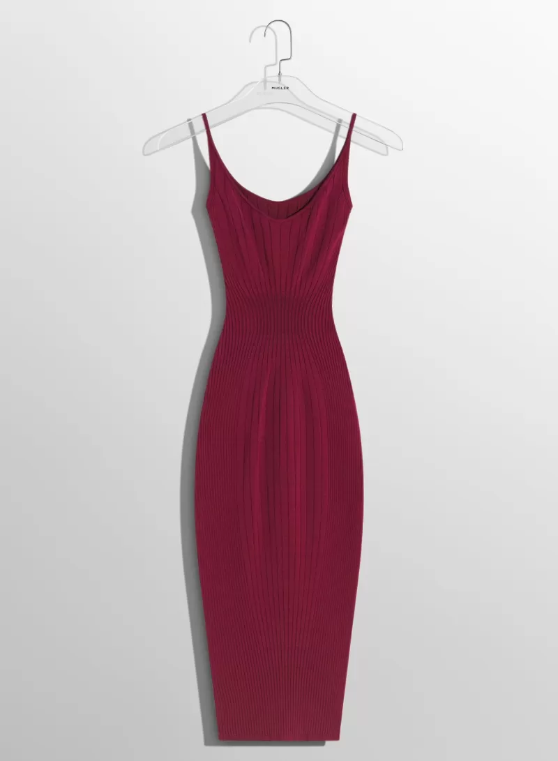 New MUGLER burgundy sculpting knit dress