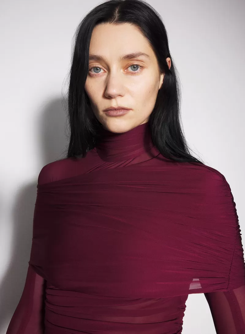 burgundy_sheer_ruched_dress_2-1.webp Online MUGLER burgundy sheer ruched dress