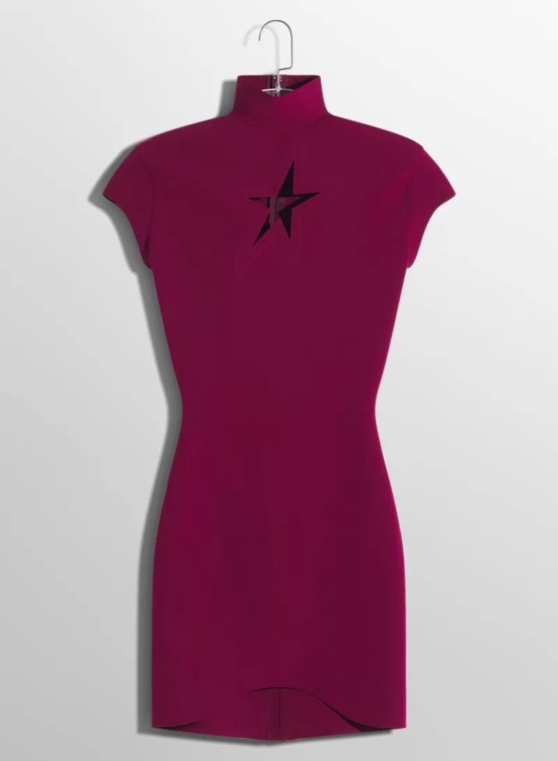 New MUGLER burgundy star mini dress