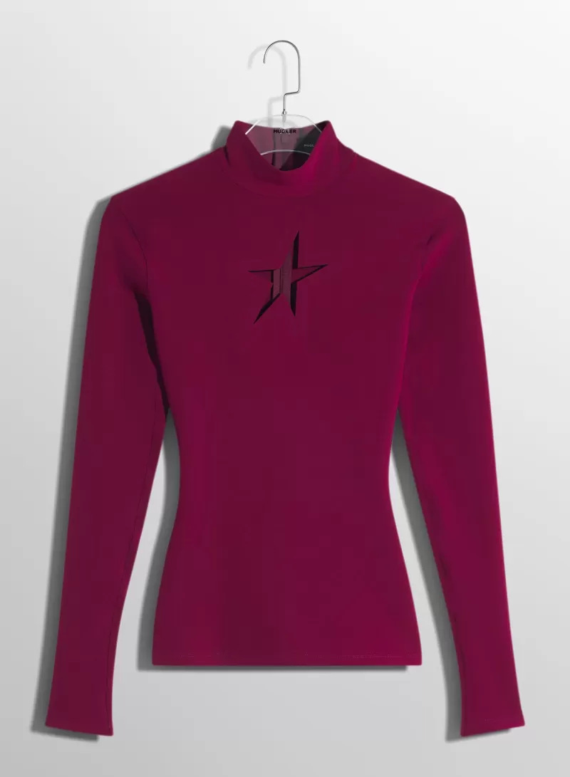 Sale MUGLER burgundy star top
