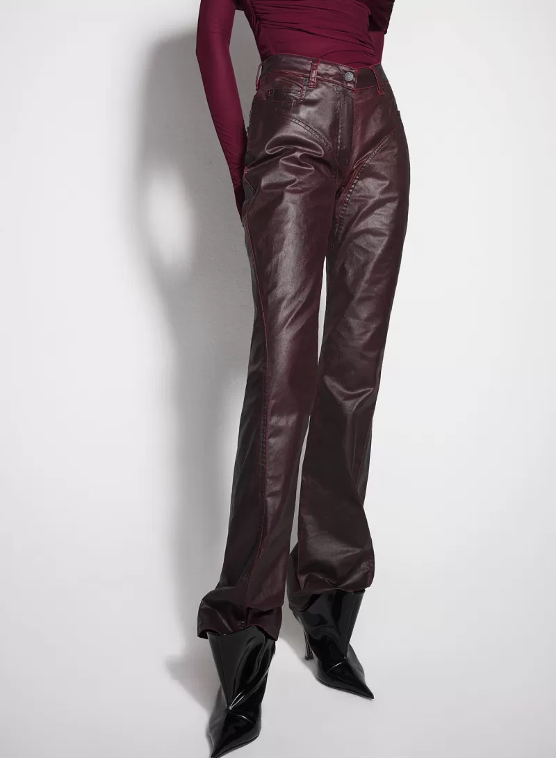 Clearance MUGLER burgundy waxed denim pants