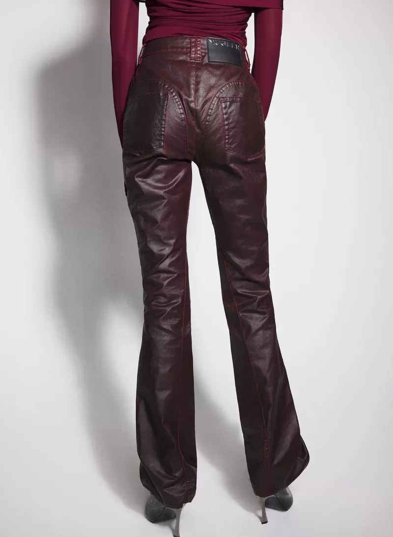 Clearance MUGLER burgundy waxed denim pants