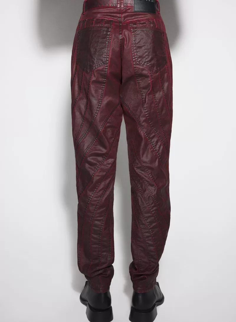 Flash Sale MUGLER burgundy waxed spiral baggy jeans