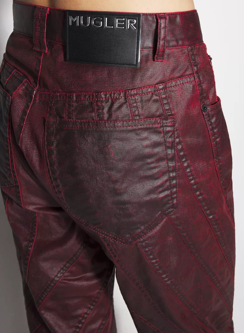 burgundy_waxed_spiral_baggy_jeans_2-1.webp Flash Sale MUGLER burgundy waxed spiral baggy jeans