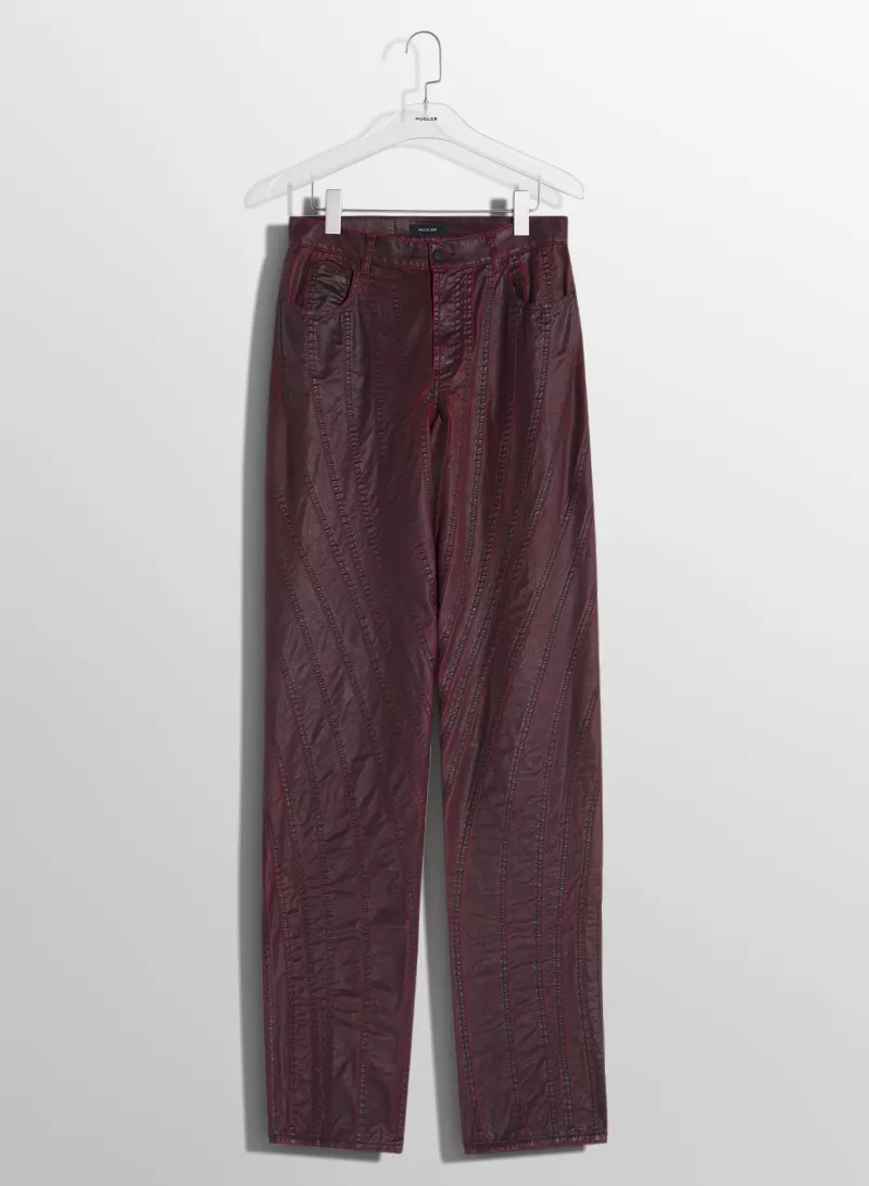 burgundy_waxed_spiral_baggy_jeans_3-1.webp Flash Sale MUGLER burgundy waxed spiral baggy jeans