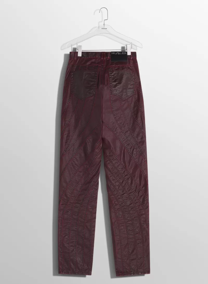 burgundy_waxed_spiral_baggy_jeans_4-1.webp Flash Sale MUGLER burgundy waxed spiral baggy jeans