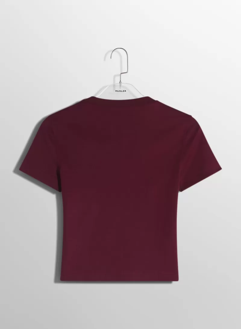 Shop MUGLER deep red pierced baby t-shirt