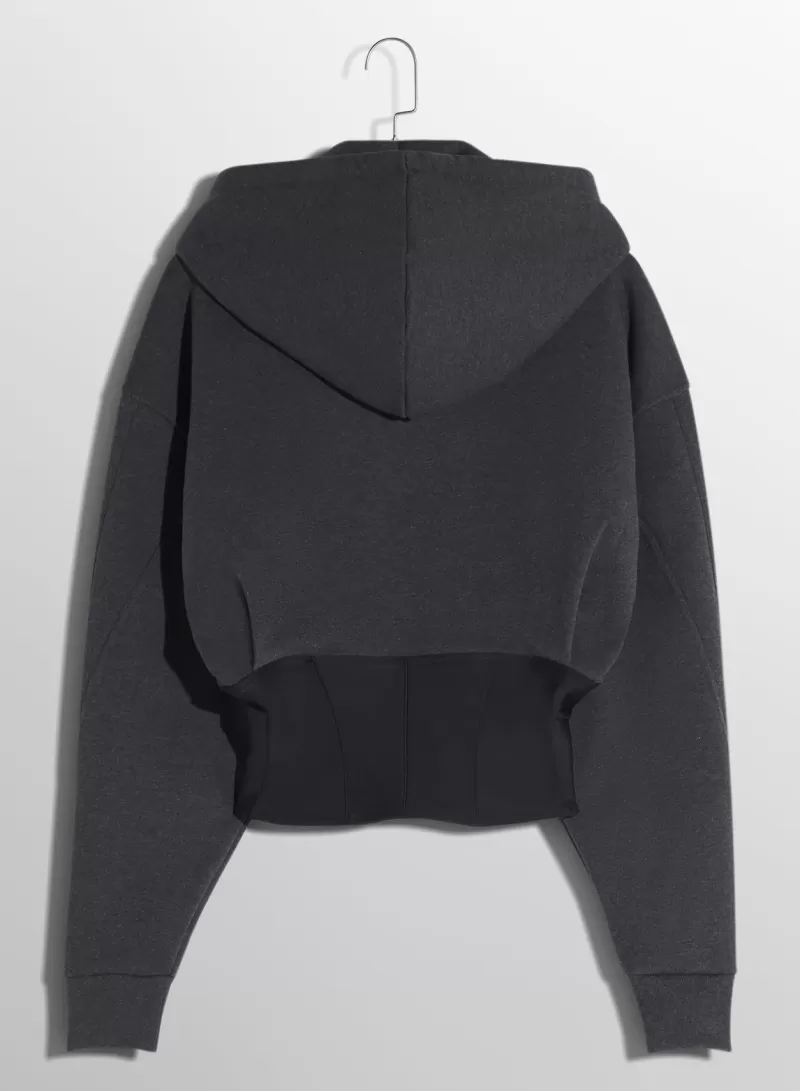 Shop MUGLER grey corseted hoodie