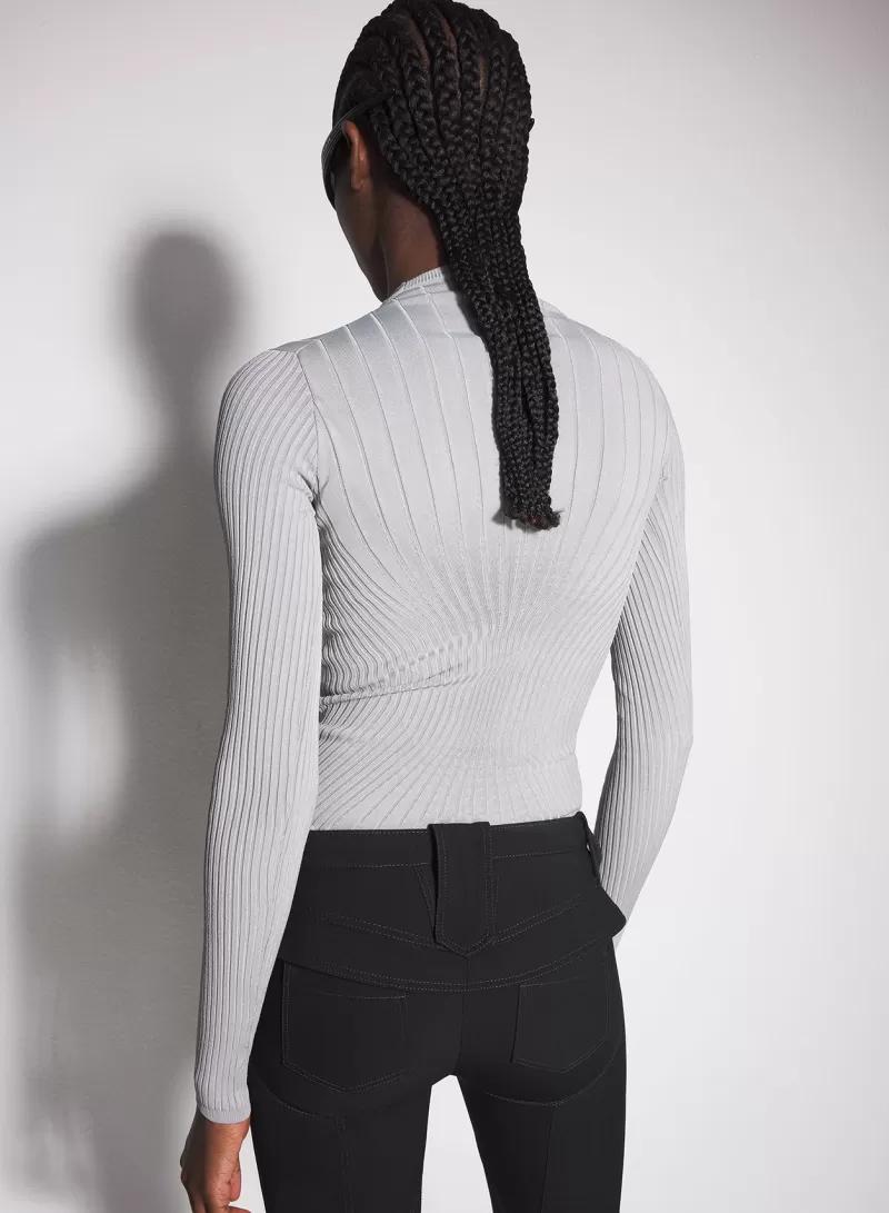 Discount MUGLER grey sculpting knit top