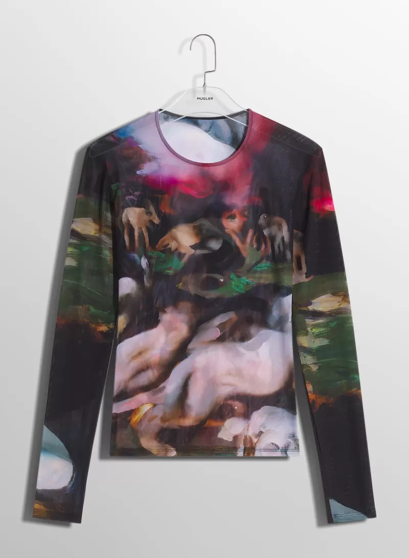 Sale MUGLER x Ambera Wellmann Impossession printed top