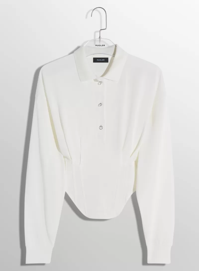 Shop MUGLER off-white corseted polo