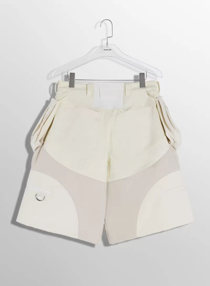 Online MUGLER off-white technical fabric cargo shorts