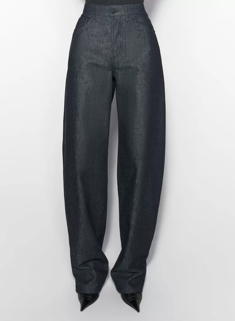 Clearance MUGLER raw blue laced-up wide leg jeans