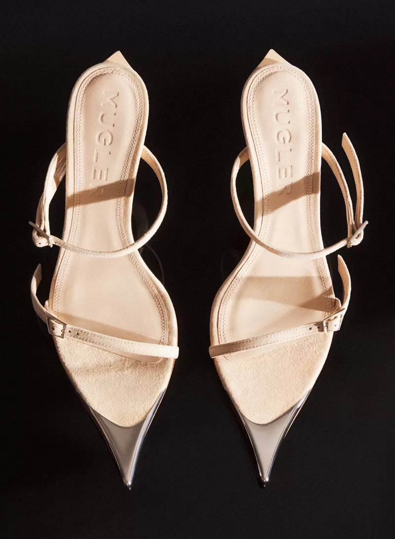Flash Sale MUGLER Tan suede Fang 95 sandals