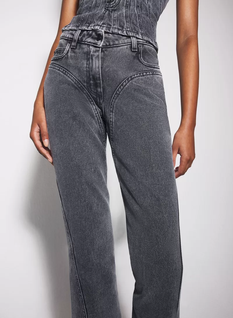 New MUGLER washed black flared jeans