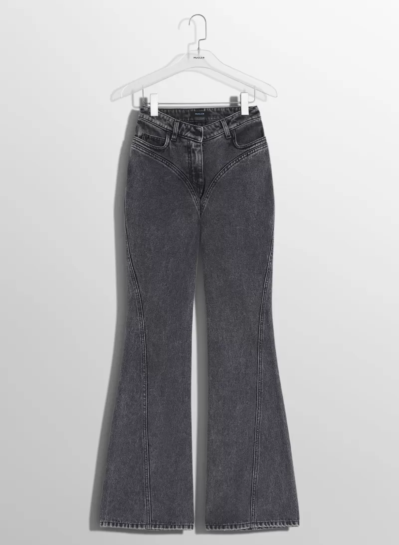 New MUGLER washed black flared jeans