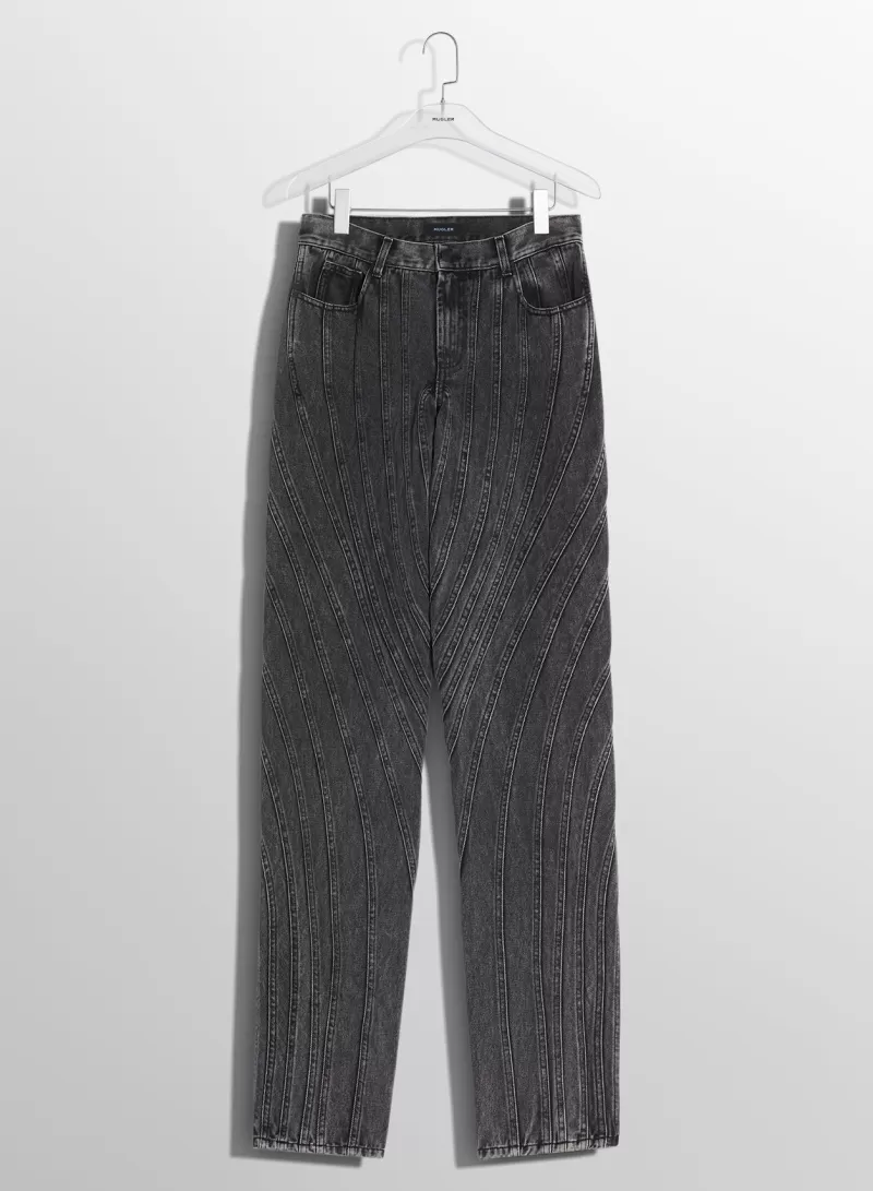 Flash Sale MUGLER washed black spiral baggy jeans