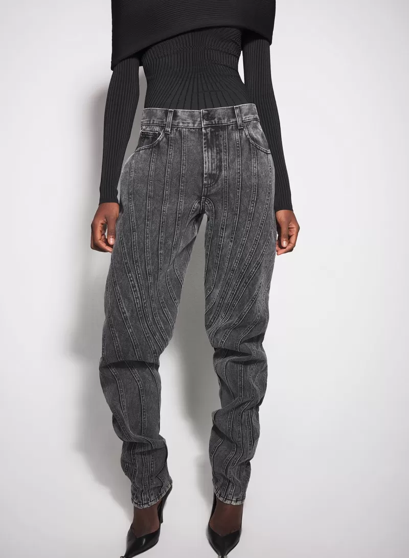 Flash Sale MUGLER washed black spiral baggy jeans