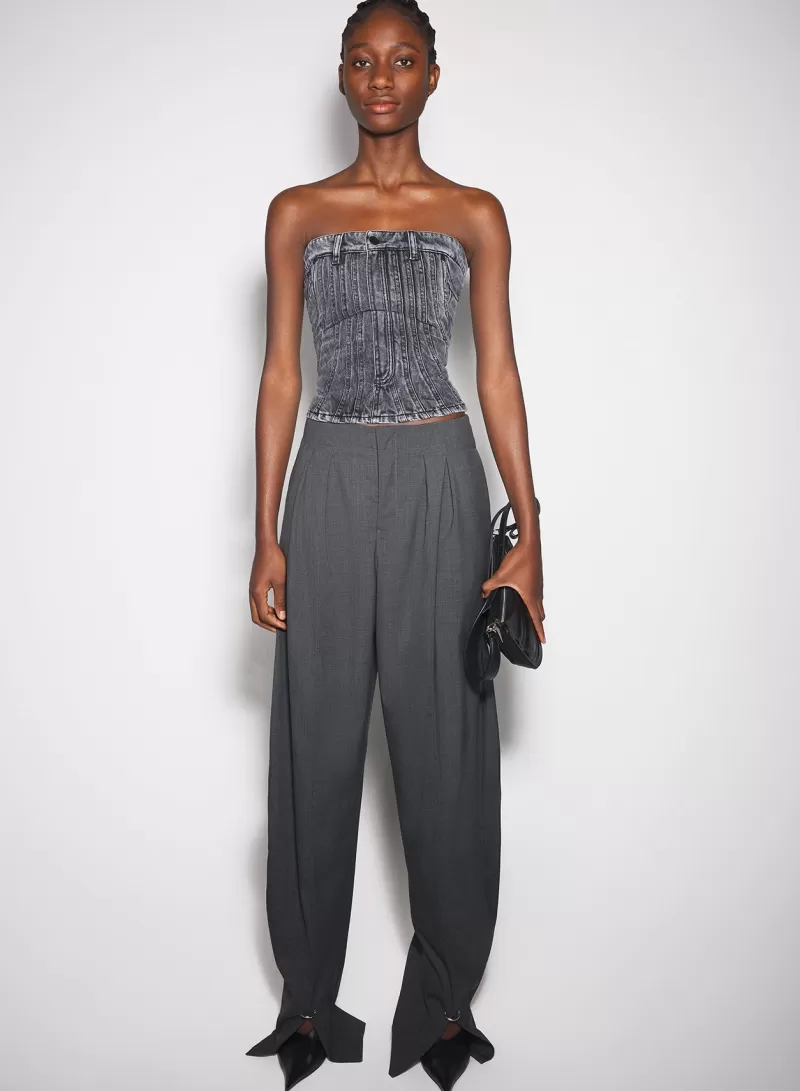 Cheap MUGLER washed black spiral denim bustier