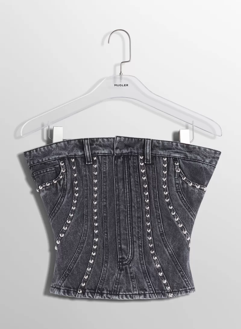washed_black_spiral_denim_studded_bustier_5-1.webp Outlet MUGLER washed black spiral denim studded bustier