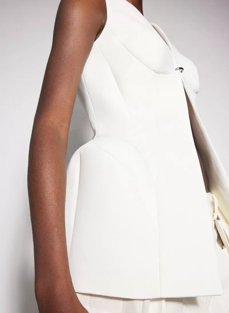 Cheap MUGLER white corseted pierced vest