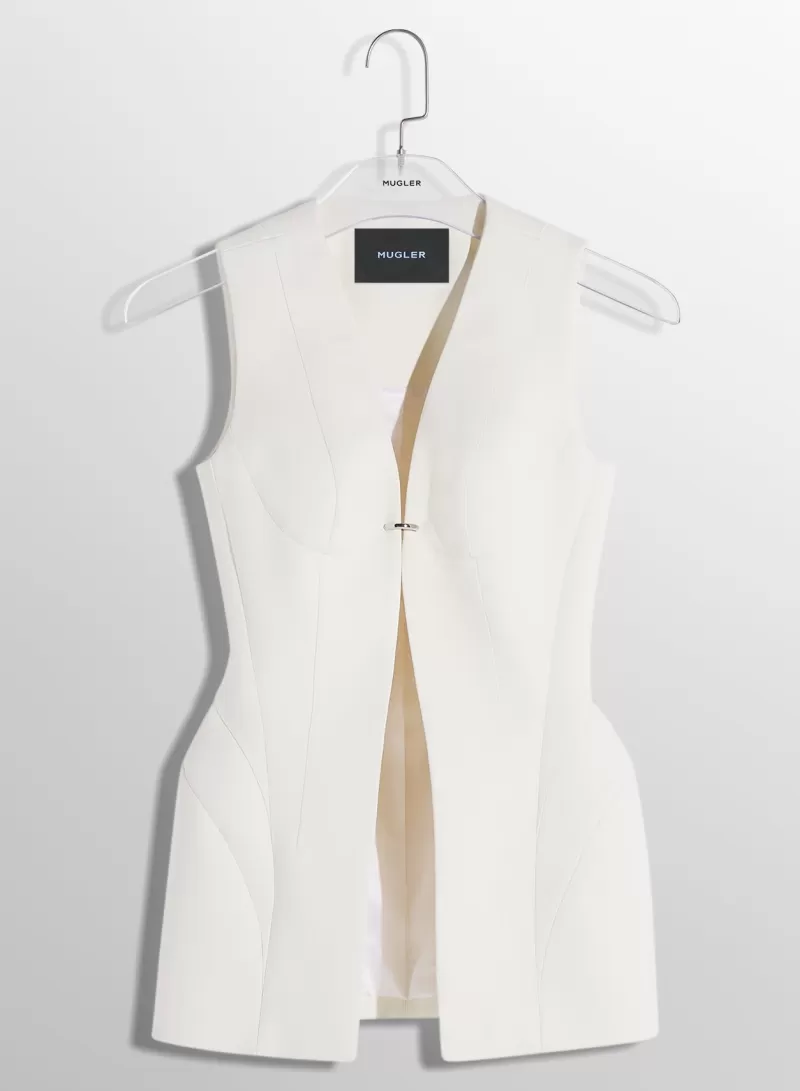 Cheap MUGLER white corseted pierced vest