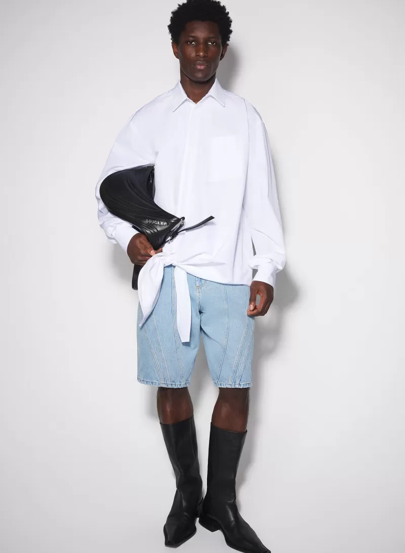 Clearance MUGLER white knotted poplin shirt