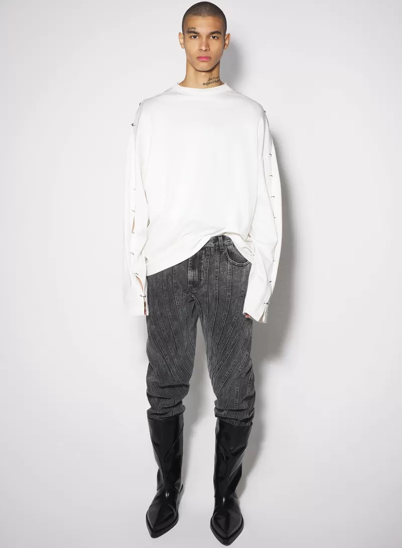 Hot MUGLER white pierced T-shirt