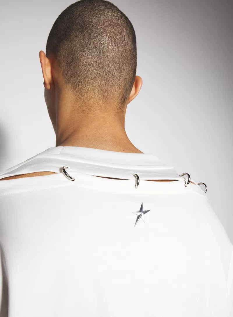 Hot MUGLER white pierced T-shirt