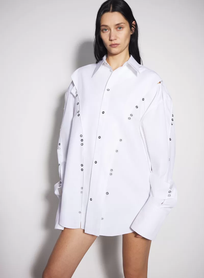 Cheap MUGLER white poplin button shirt