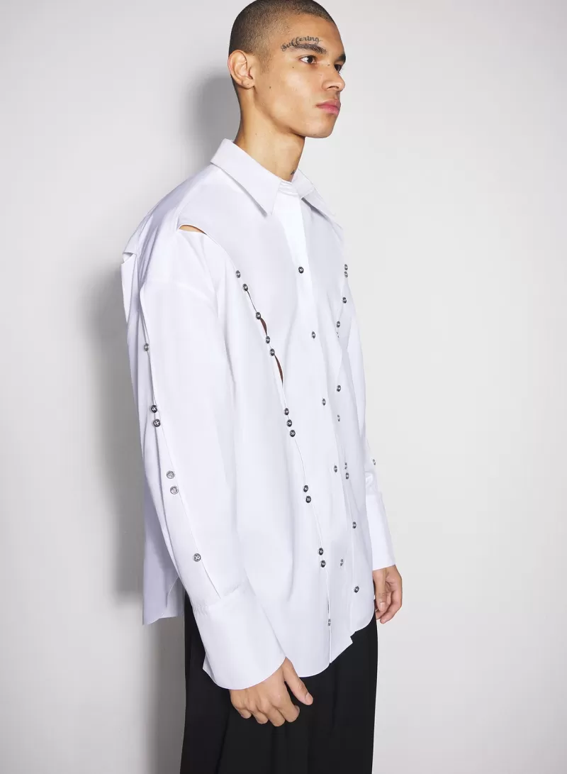 New MUGLER white poplin button shirt