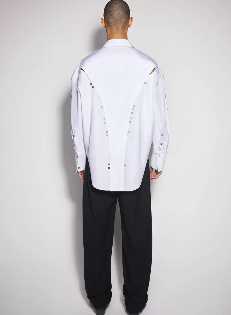 New MUGLER white poplin button shirt