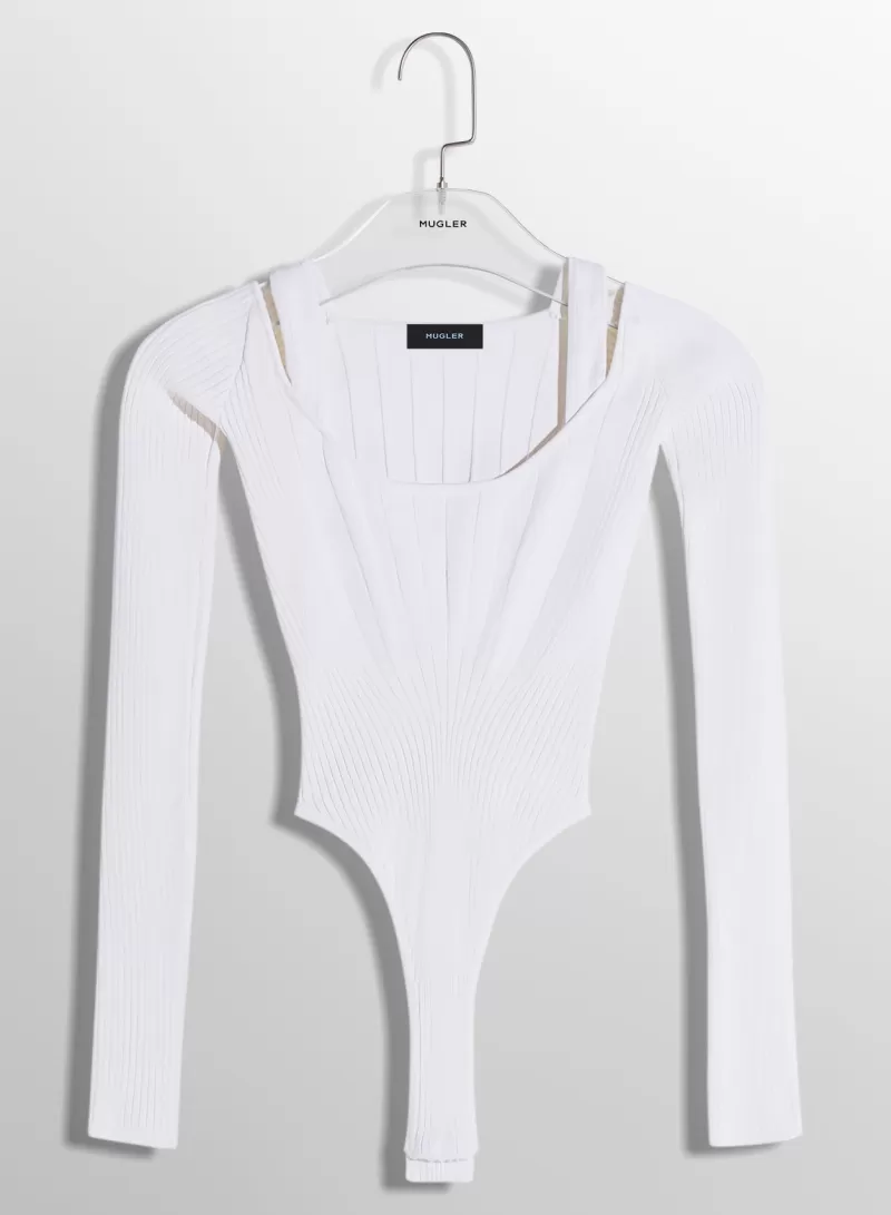 Sale MUGLER white sculpting knit bodysuit
