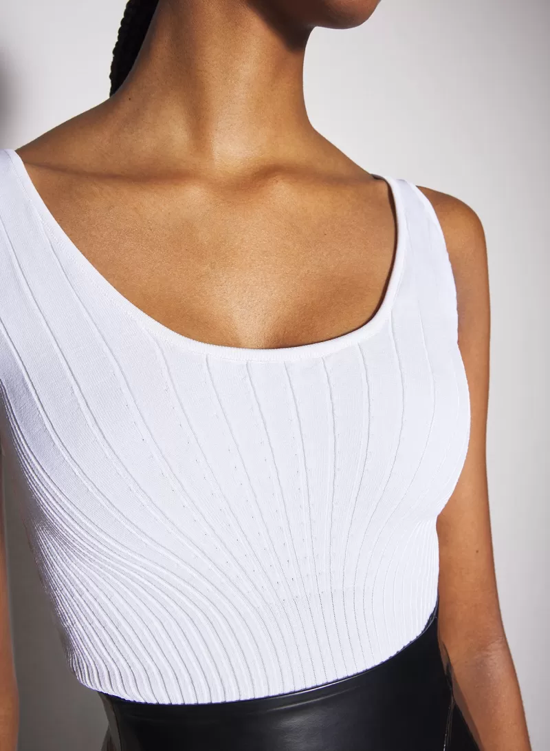 Best MUGLER white sculpting knit tank top