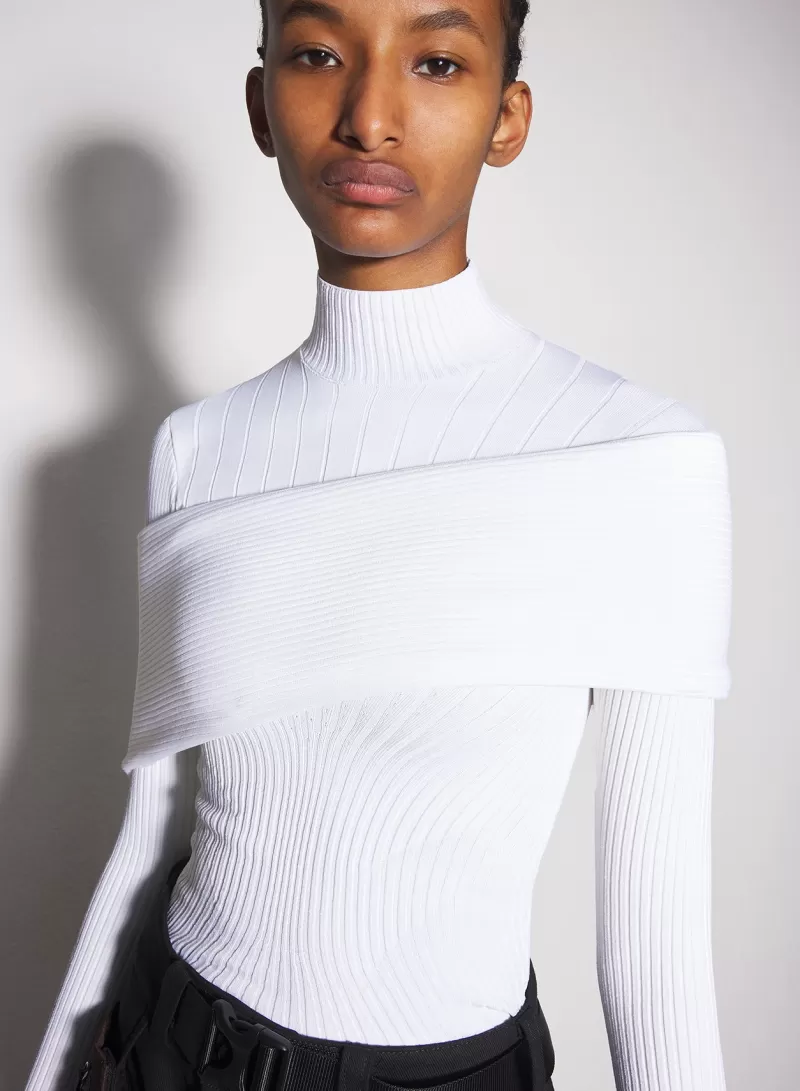 Discount MUGLER white sculpting knit top