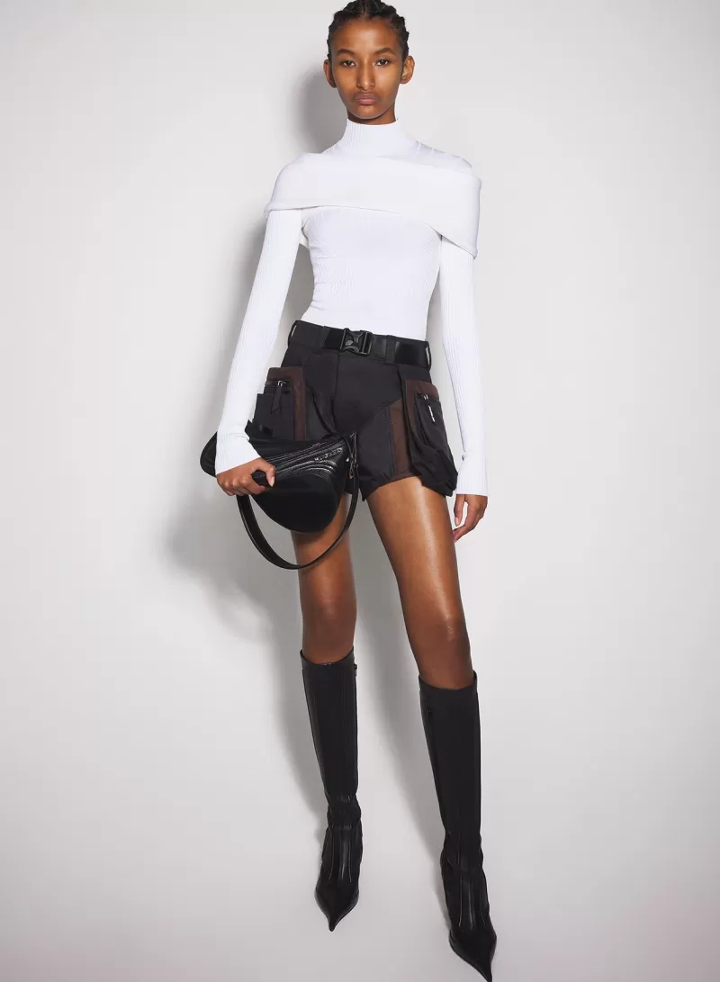 Discount MUGLER white sculpting knit top