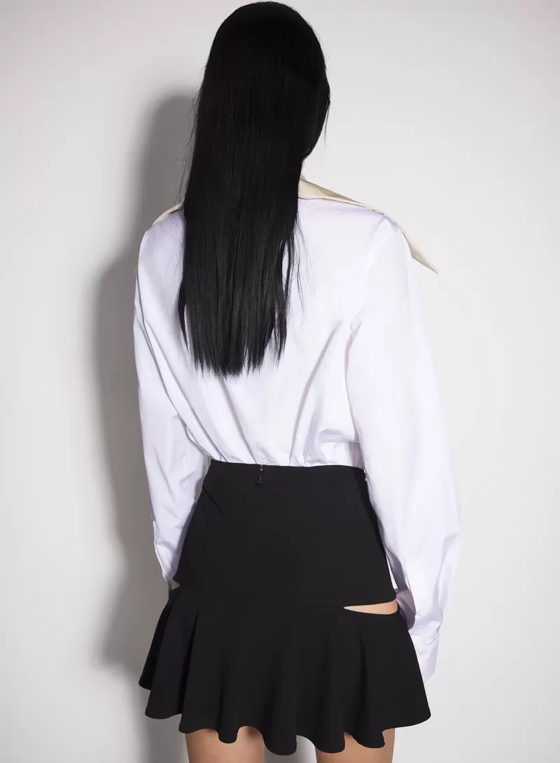 Best Sale MUGLER white spiky satin collar bodysuit